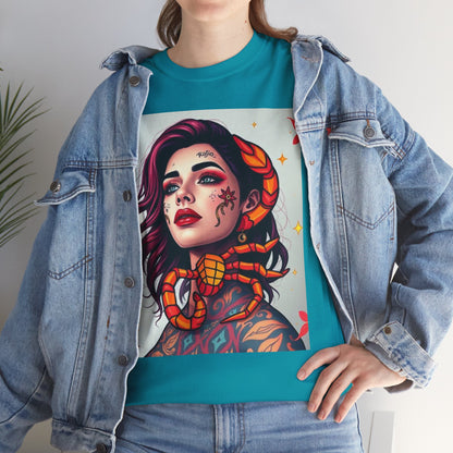Unisex Heavy Cotton T-Shirt, Scorpio, Zodiac v3, Sexy Art