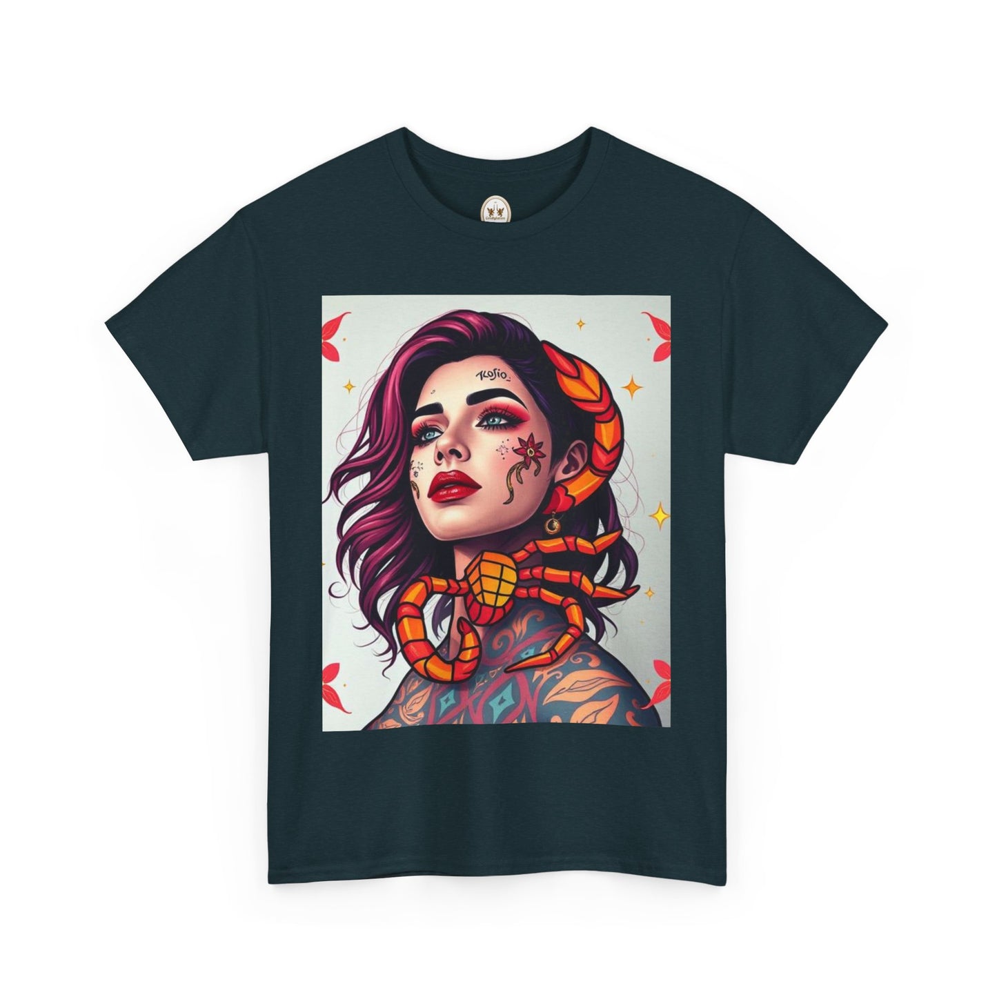 Unisex Heavy Cotton T-Shirt, Scorpio, Zodiac v3, Sexy Art