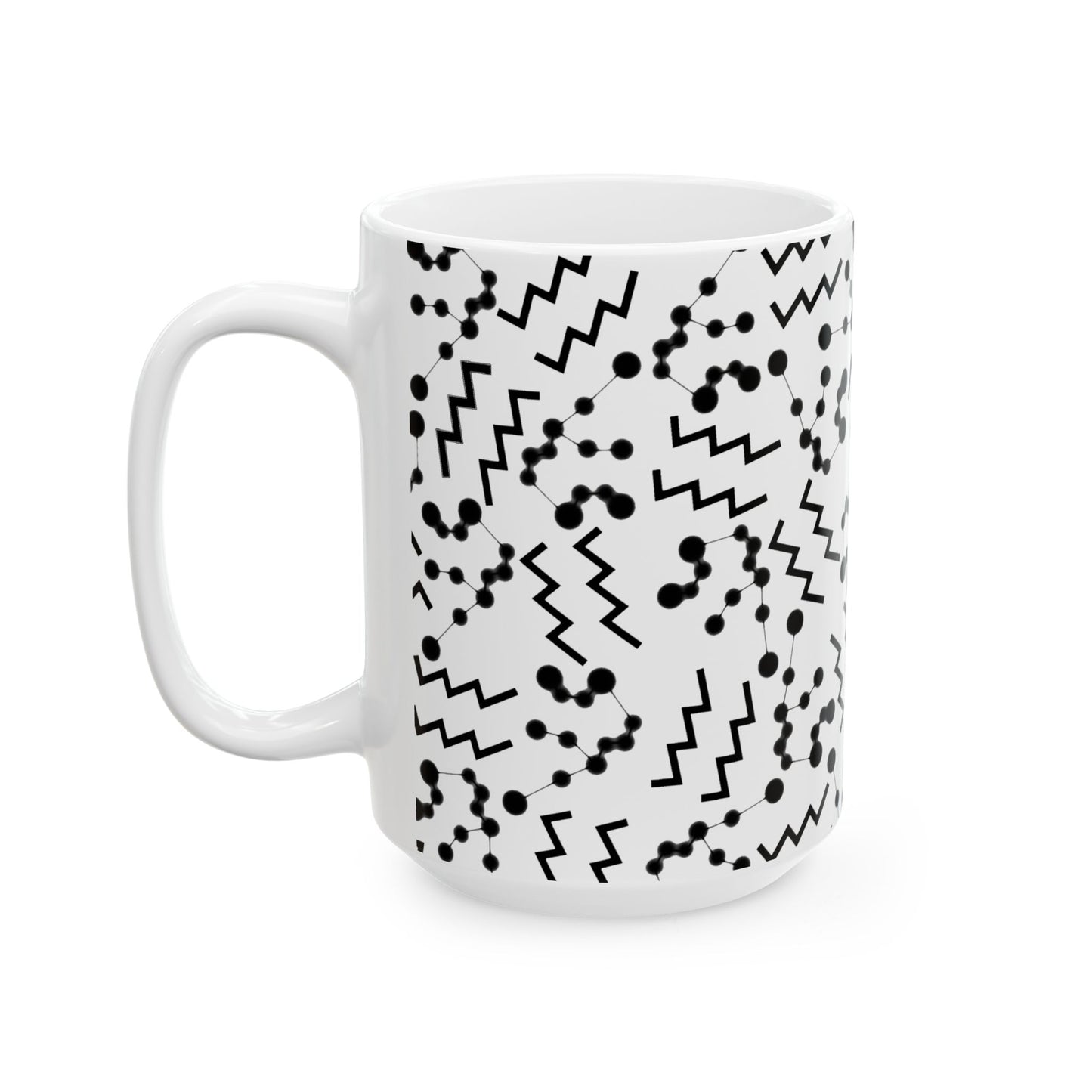 Ceramic Mug, (11oz, 15oz), Ceramic Coffee Mug, AOP, Constellation & Symbol, Aquarius Zodiac Design