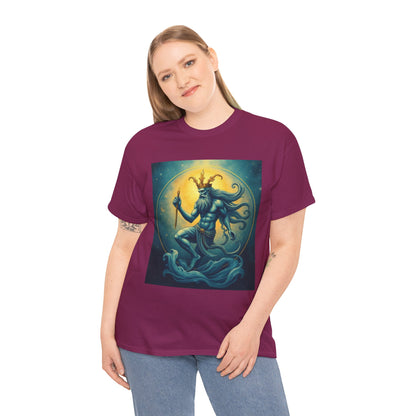 Unisex Heavy Cotton T-Shirt, Aquarius God, Zodiac Design
