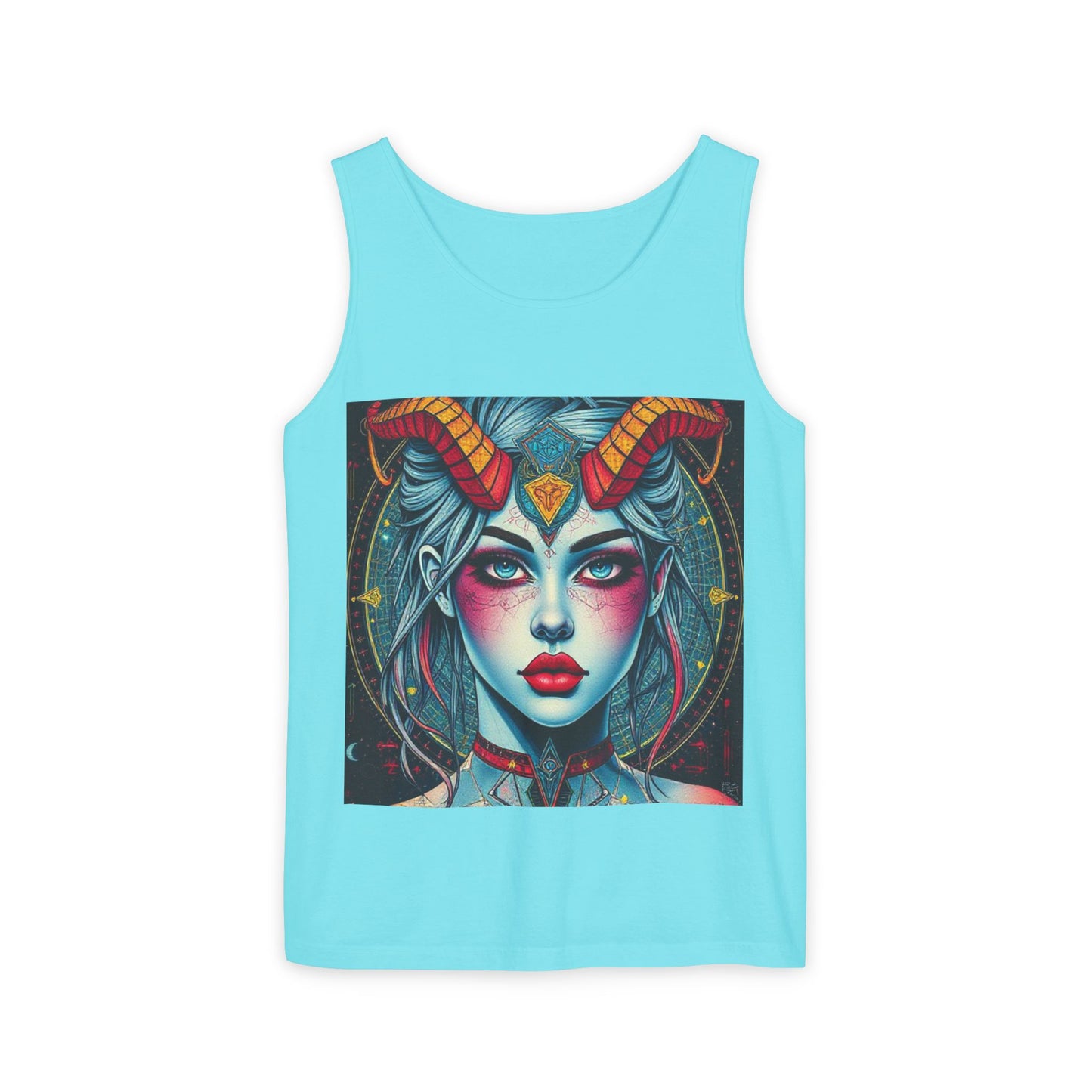 Unisex Garment-Dyed, Tank Top, Capricorn, Pop Art v1, 100% US cotton