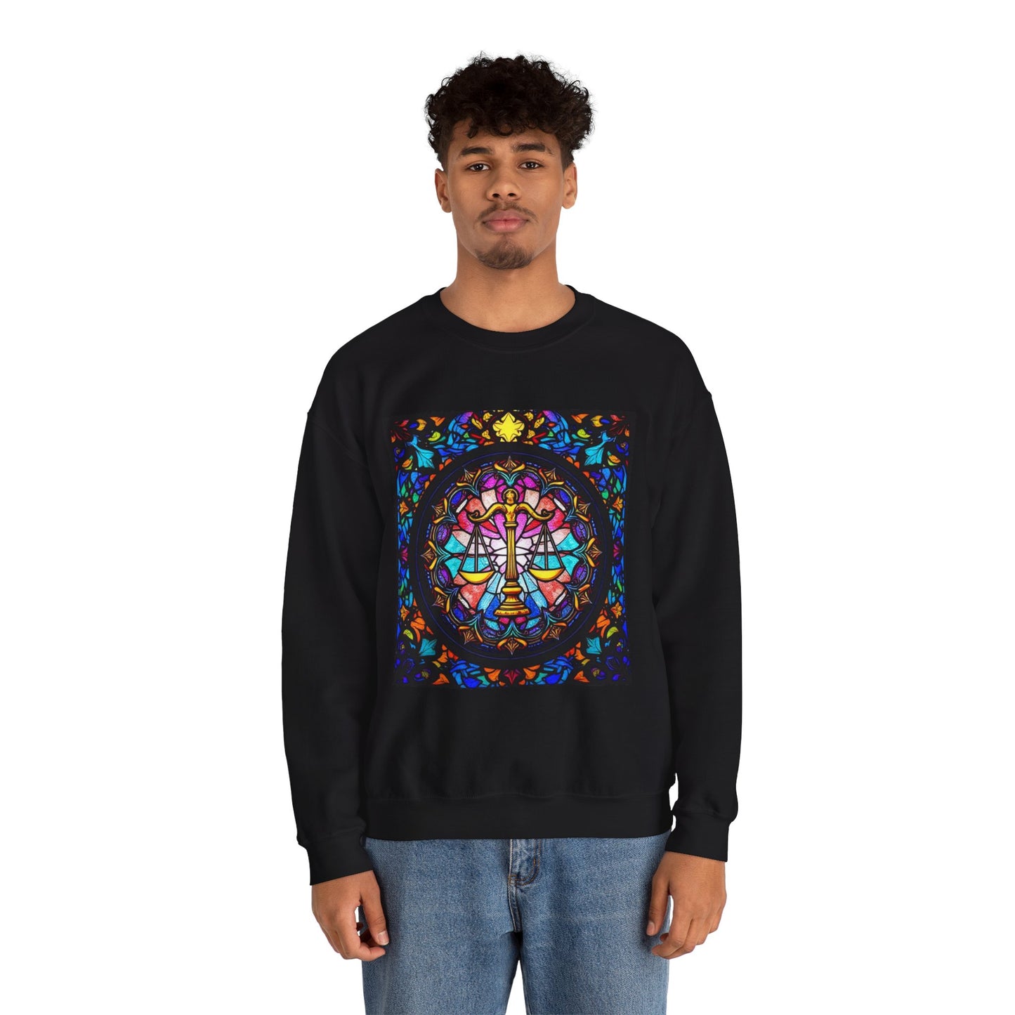 Unisex Heavy Blend™ Crewneck Sweatshirt, Glass 1, Libra Zodiac Design