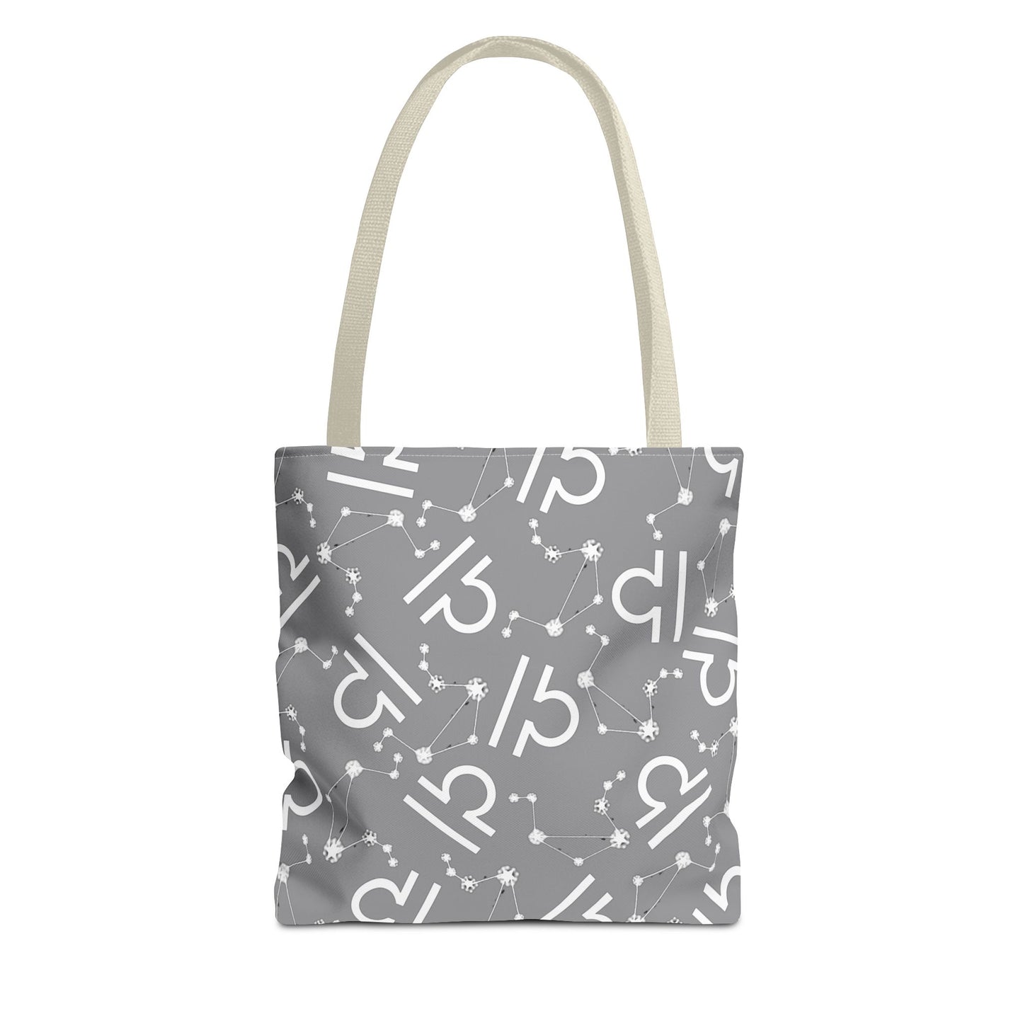 Tote Bag, Libra Zodiac Sign, AOP, (Grey, White)