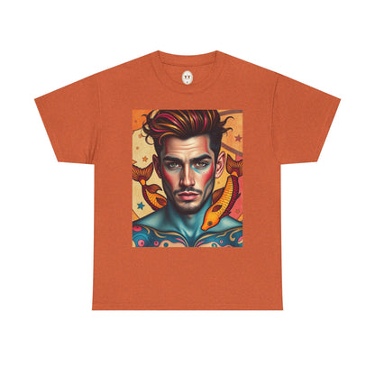 Unisex Heavy Cotton T-Shirt, Pisces, Zodiac v2, Sexy Art