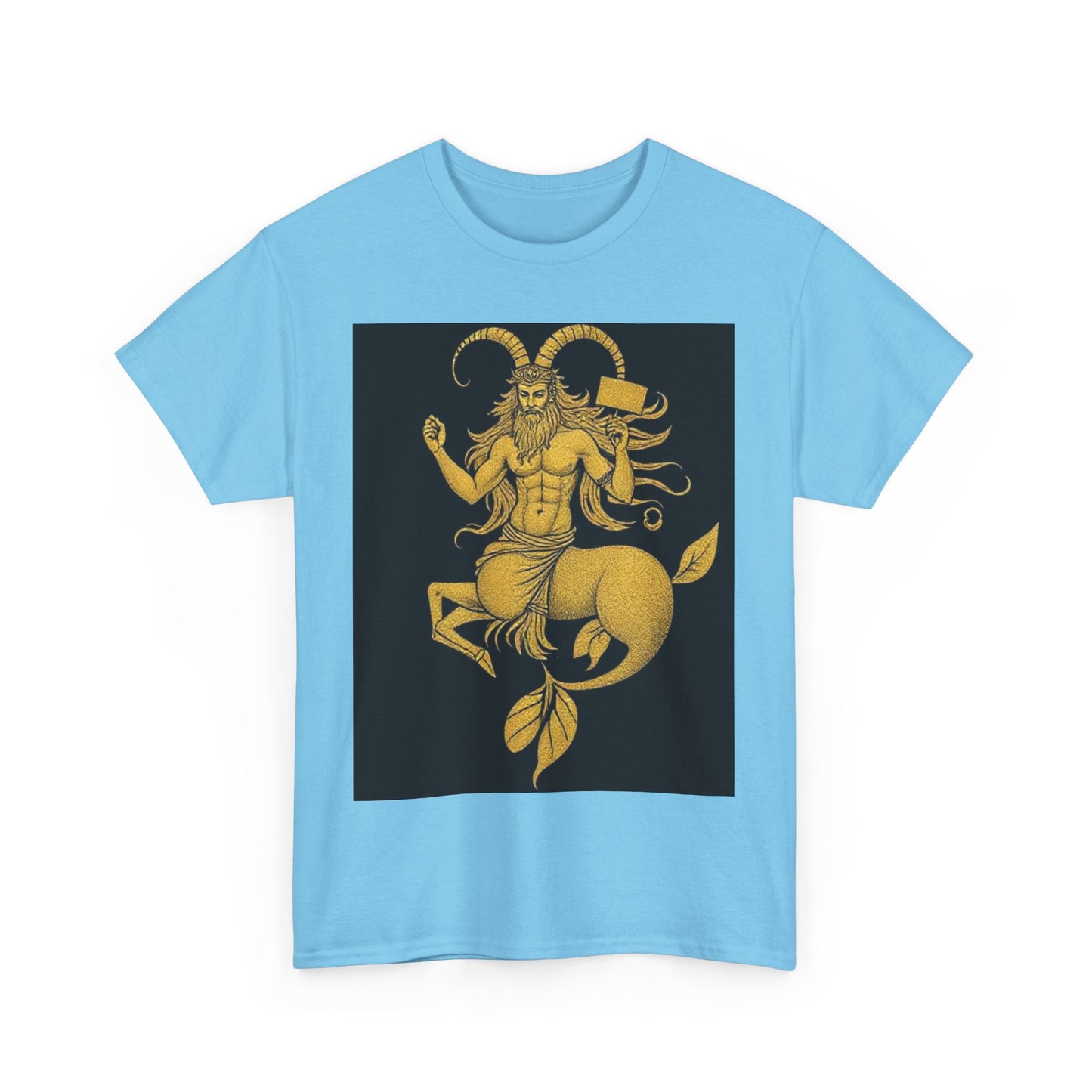 Unisex Heavy Cotton T-Shirt, Capricorn God, Zodiac Design