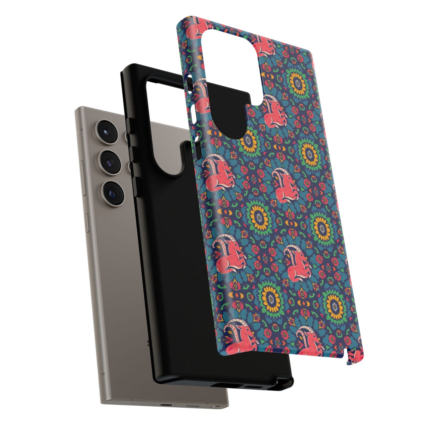 Tough Cases, Capricorn, Zodiac v1, Flower Pattern