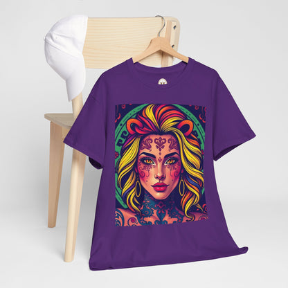 Unisex Heavy Cotton T-Shirt, Leo, Zodiac v1, Sexy Art