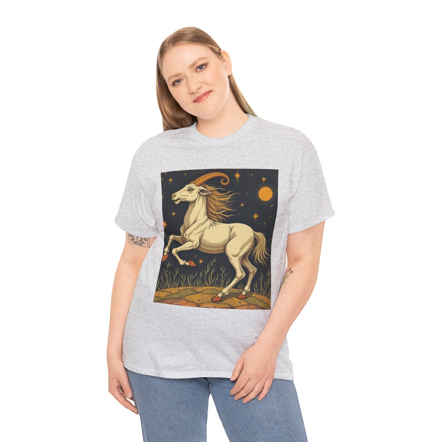 Unisex Heavy Cotton T-Shirt, Aries Animal, Zodiac Design