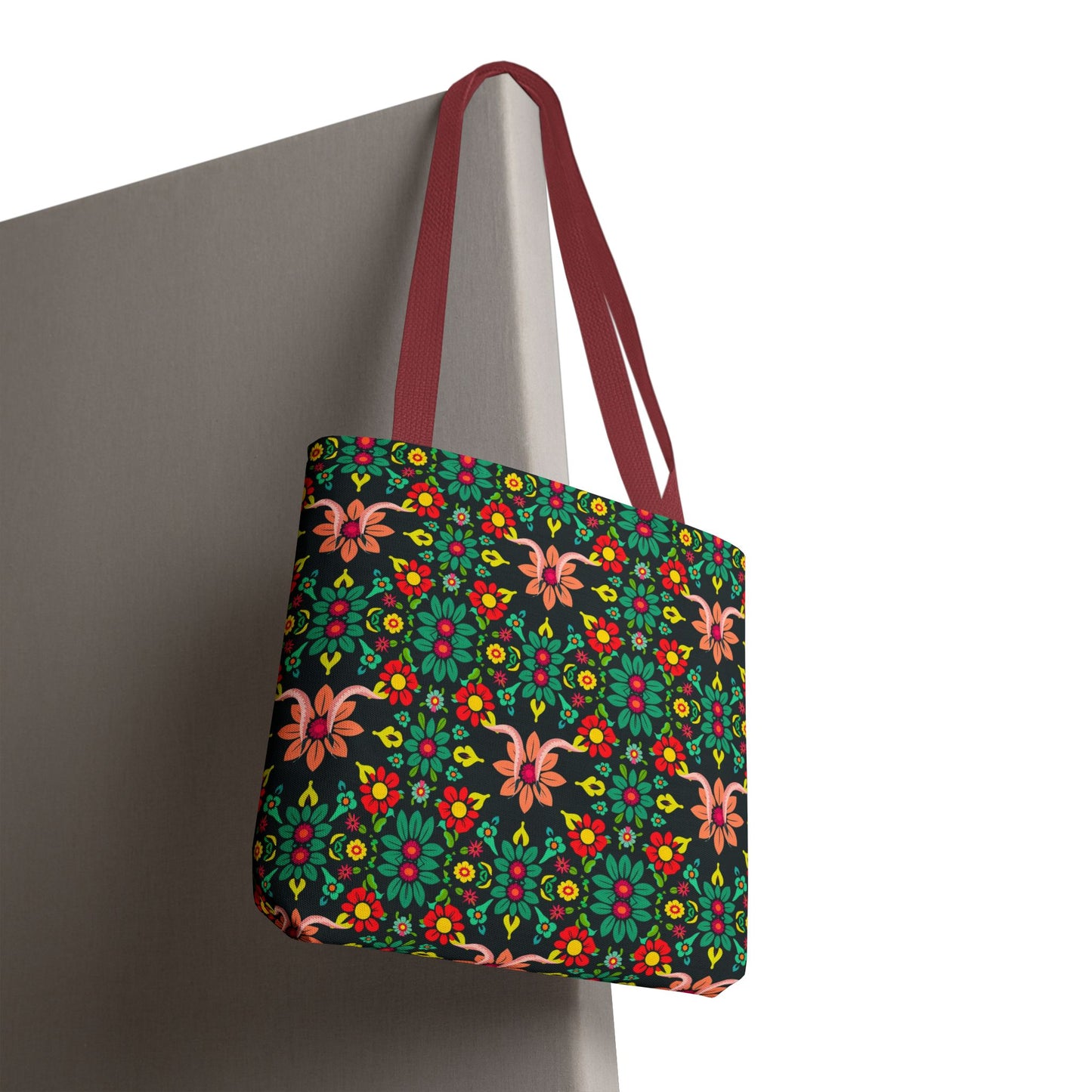 Tote Bag, (AOP), Aquarius, Zodiac v1, Flower Pattern