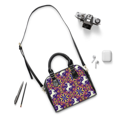 Shoulder Handbag, Capricorn, Zodiac v2, Flower Pattern