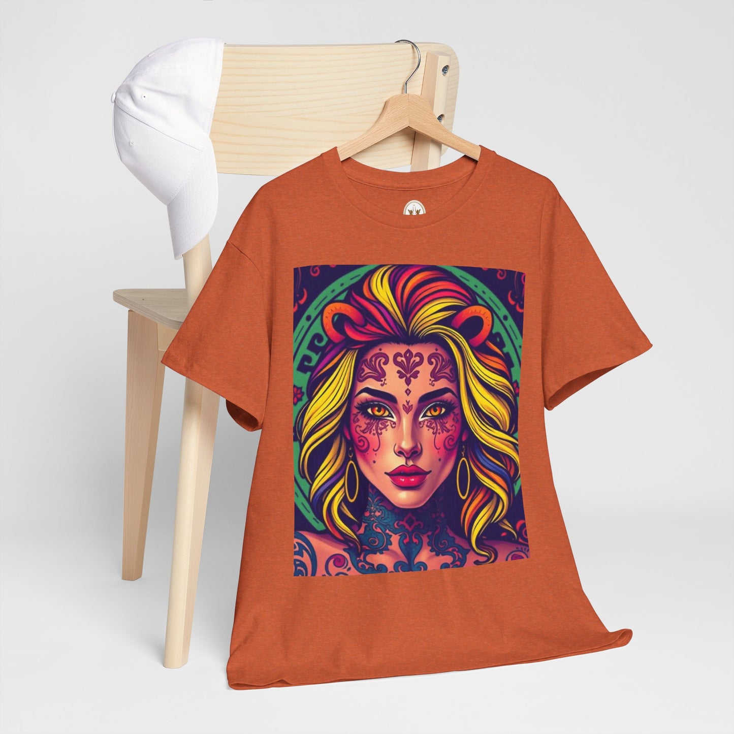 Unisex Heavy Cotton T-Shirt, Leo, Zodiac v1, Sexy Art