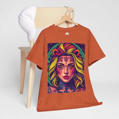 Unisex Heavy Cotton T-Shirt, Leo, Zodiac v1, Sexy Art