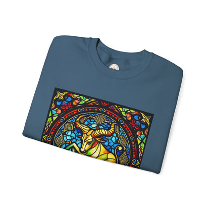 Unisex Heavy Blend™ Crewneck Sweatshirt, Glass, Taurus Zodiac Design