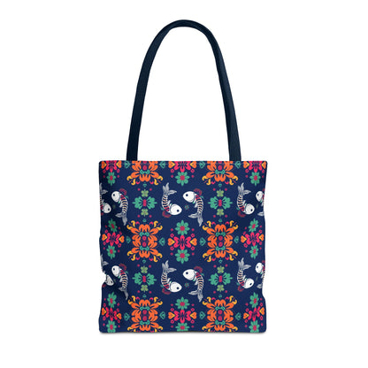 Tote Bag (AOP), Pisces, Zodiac, Flower Pattern