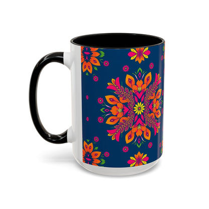 Accent Coffee Mug, Gemini, Zodiac v2, Flower Pattern, (11, 15oz)