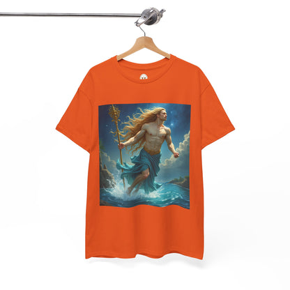 Unisex Heavy Cotton T-Shirt, Aquarius God 4v, Zodiac Design