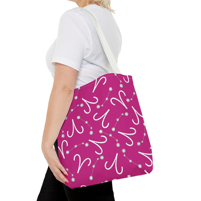 Tote Bag, Aries Zodiac Sign, AOP, (Pink, White)