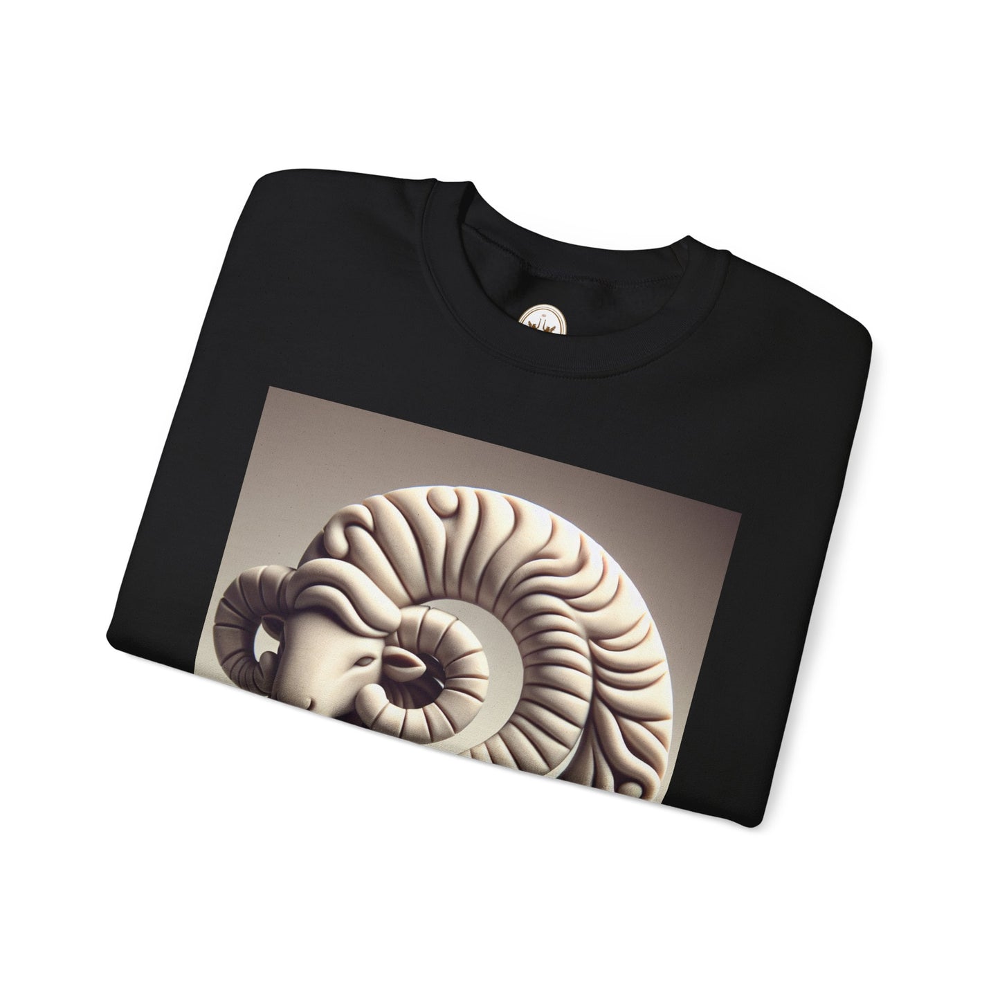 Unisex Heavy Blend™ Crewneck Sweatshirt, Round Statue, Aries Zodiac Design