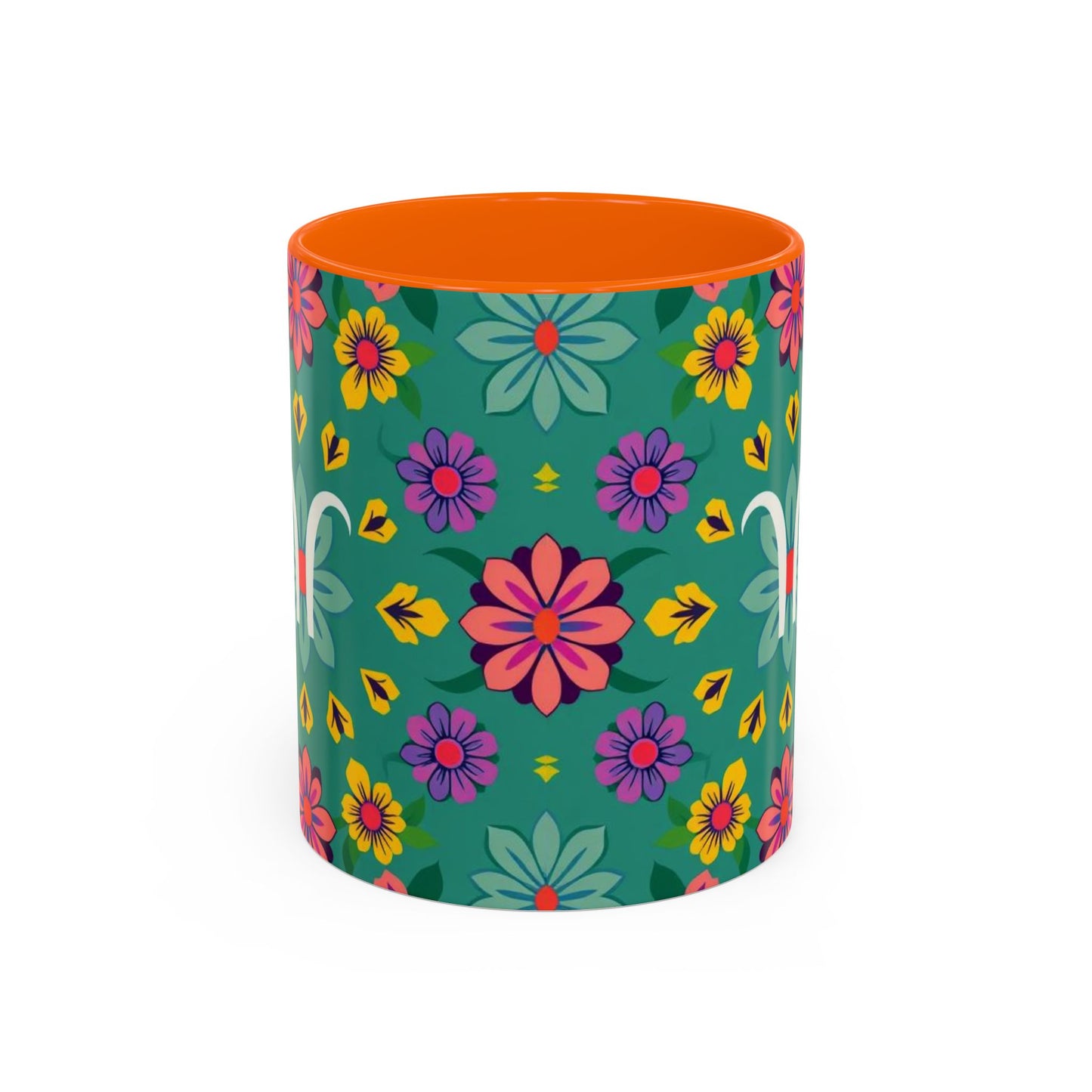 Accent Coffee Mug, Aquarius, Zodiac v3, Flower Pattern, (11, 15oz)