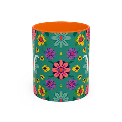 Accent Coffee Mug, Aquarius, Zodiac v3, Flower Pattern, (11, 15oz)