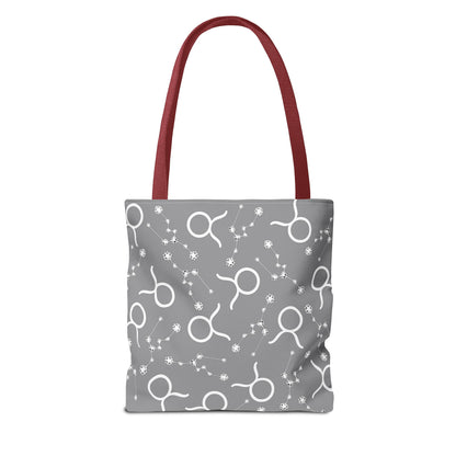 Tote Bag, Taurus Zodiac Sign, AOP, (Grey, White)