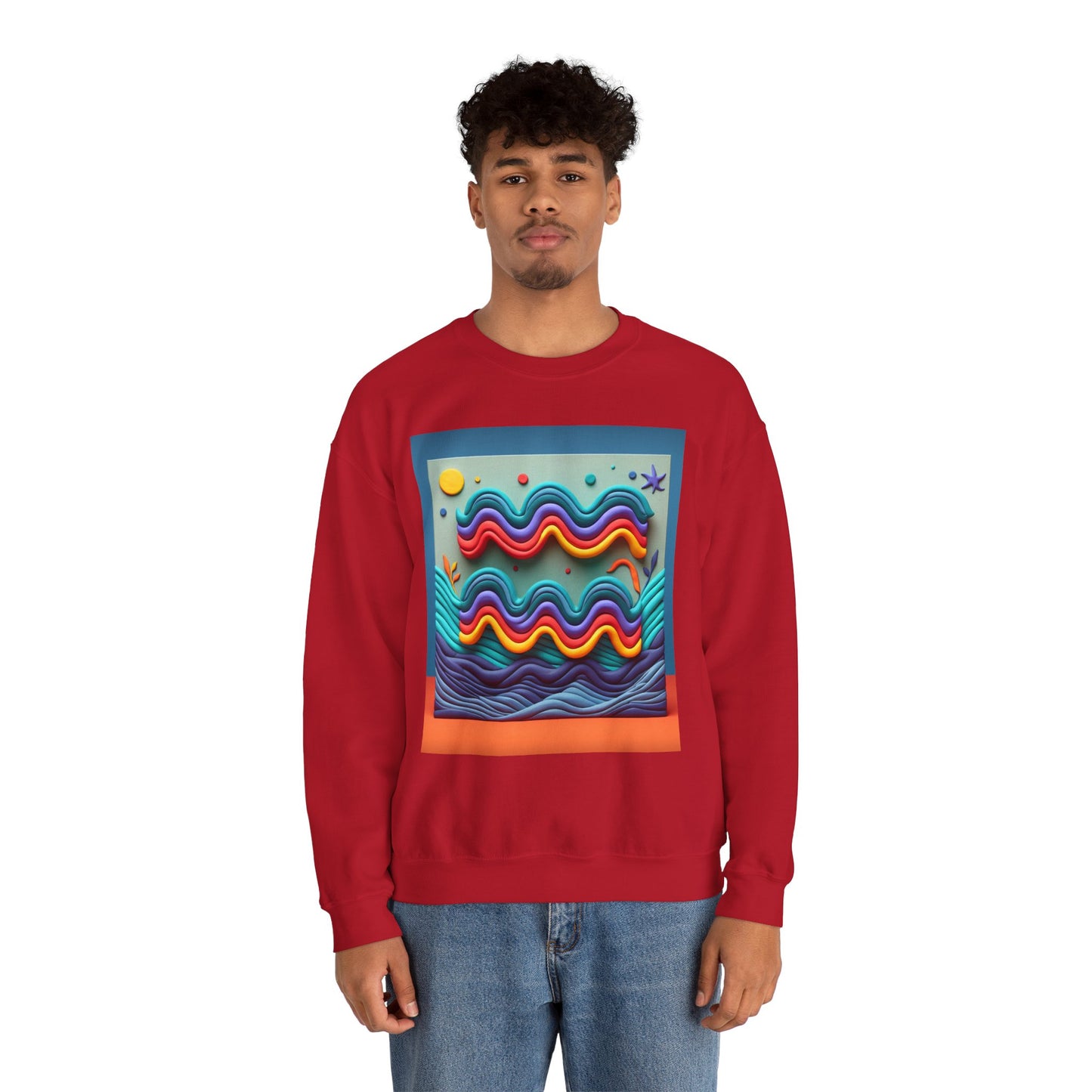 Unisex Heavy Blend™ Crewneck Sweatshirt, Water Painting, Aquarius Zodiac Design