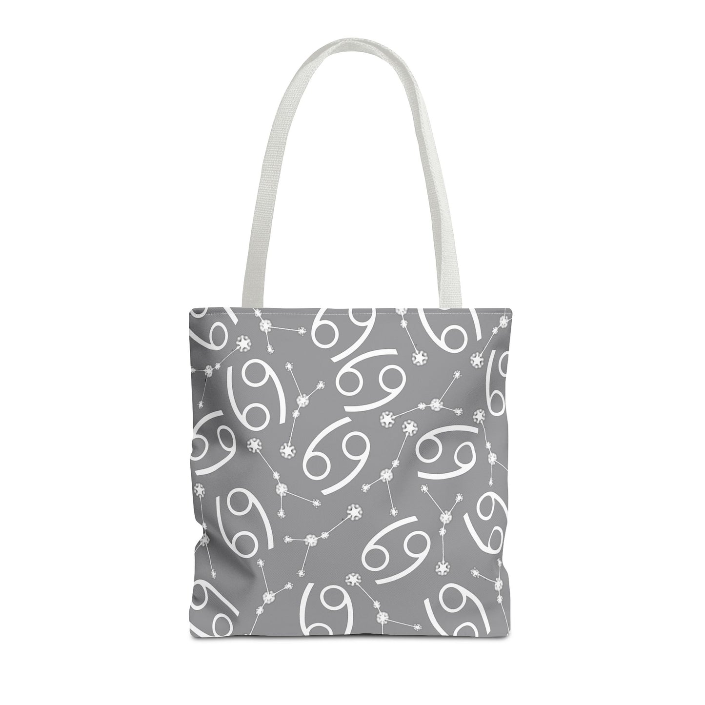Tote Bag, Cancer Zodiac Sign, AOP, (Grey, White)