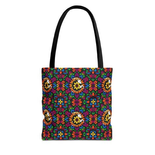 Tote Bag, (AOP), Capricorn, Zodiac v3, Flower Pattern