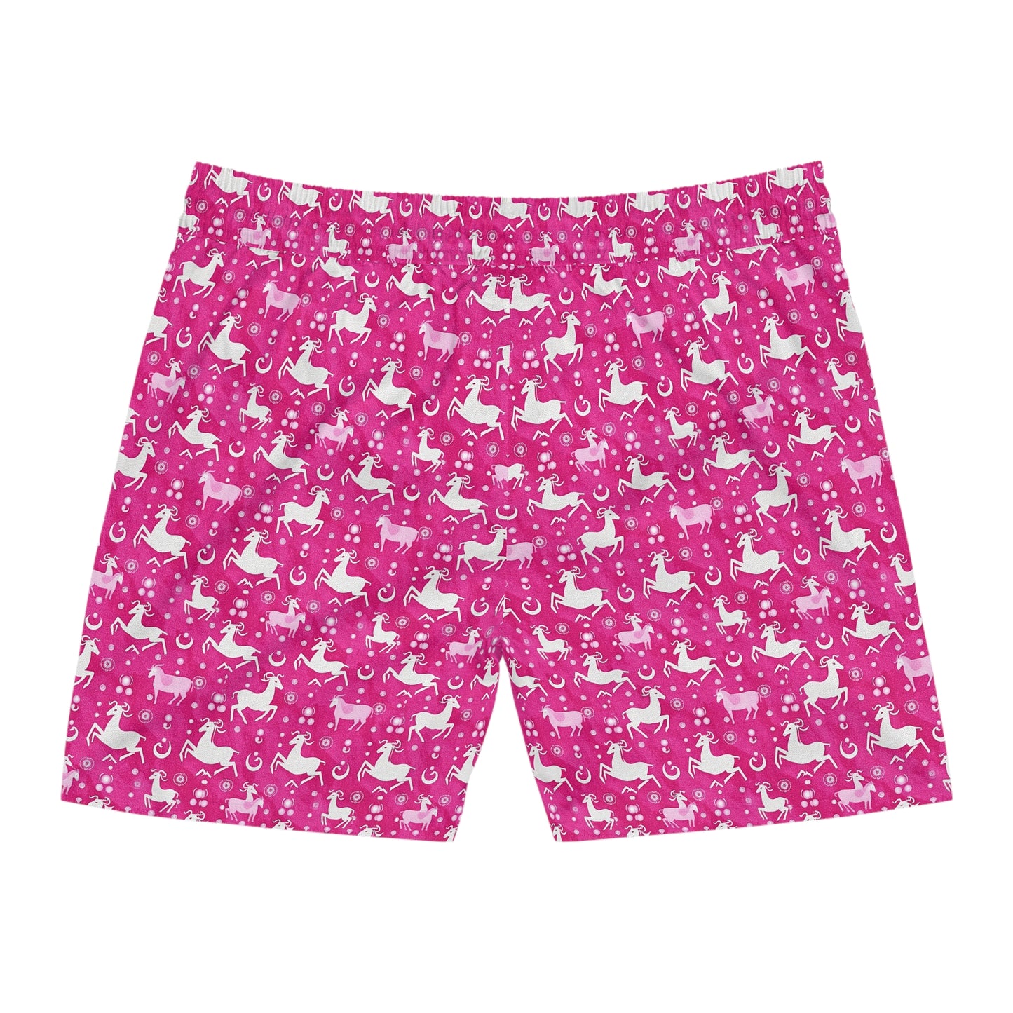 Men's Mid-Length Swim Shorts, (AOP), Capricorn, Zodiac v2, Bubble Pattern