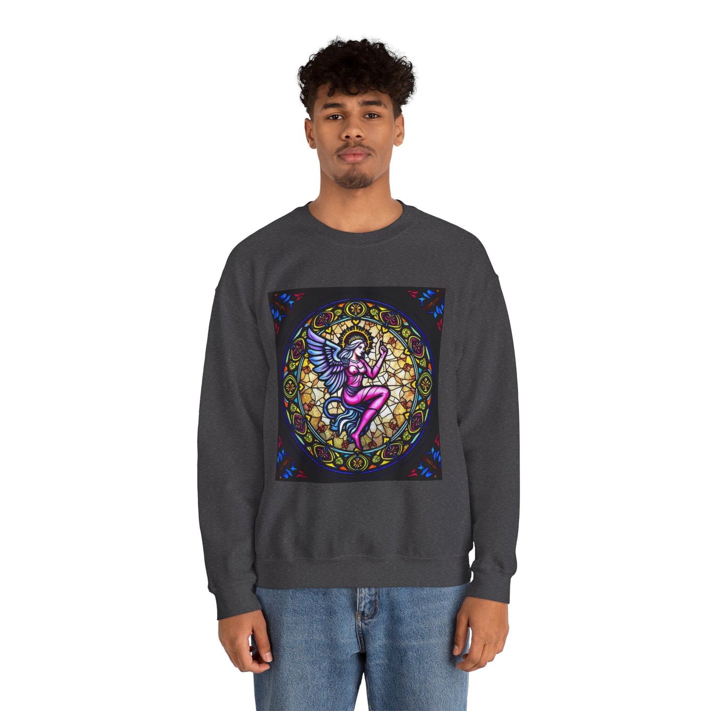 Unisex Heavy Blend™ Crewneck Sweatshirt, Glass 1, Virgo Zodiac Design