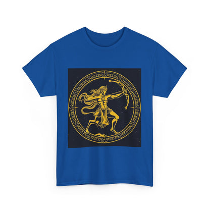 Unisex Heavy Cotton T-Shirt, Mythical Faun/Satyr v1, Sagittarius Zodiac Design