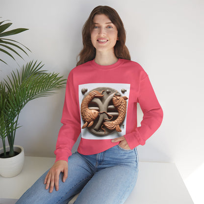Unisex Heavy Blend™ Crewneck Sweatshirt,Two Fishes  Pisces Zodiac Design