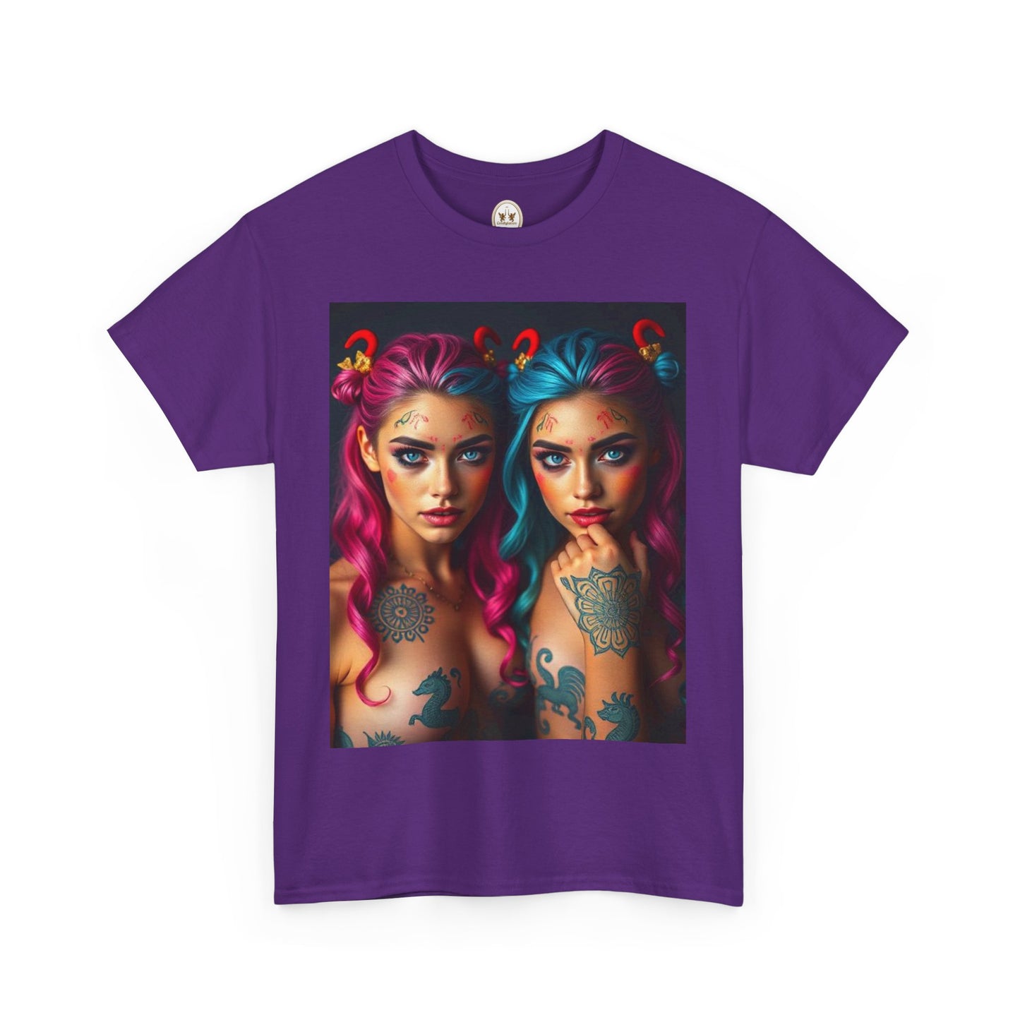 Unisex Heavy Cotton T-Shirt, Gemini, Zodiac v1, Sexy Art