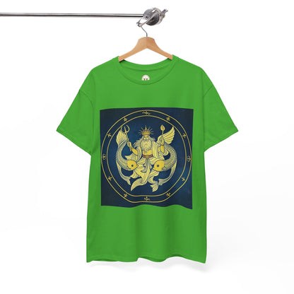 Unisex Heavy Cotton T-Shirt, King of Pisces, Zodiac Design