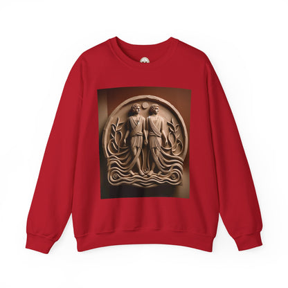 Unisex Heavy Blend™ Crewneck Sweatshirt, Stone Twins, Gemini Zodiac Design