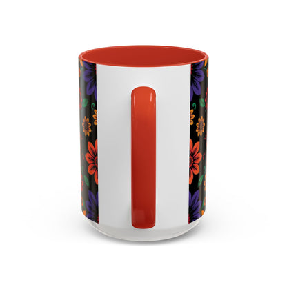 Accent Coffee Mug, Scorpio, Zodiac. Flower Pattern, (11, 15oz)