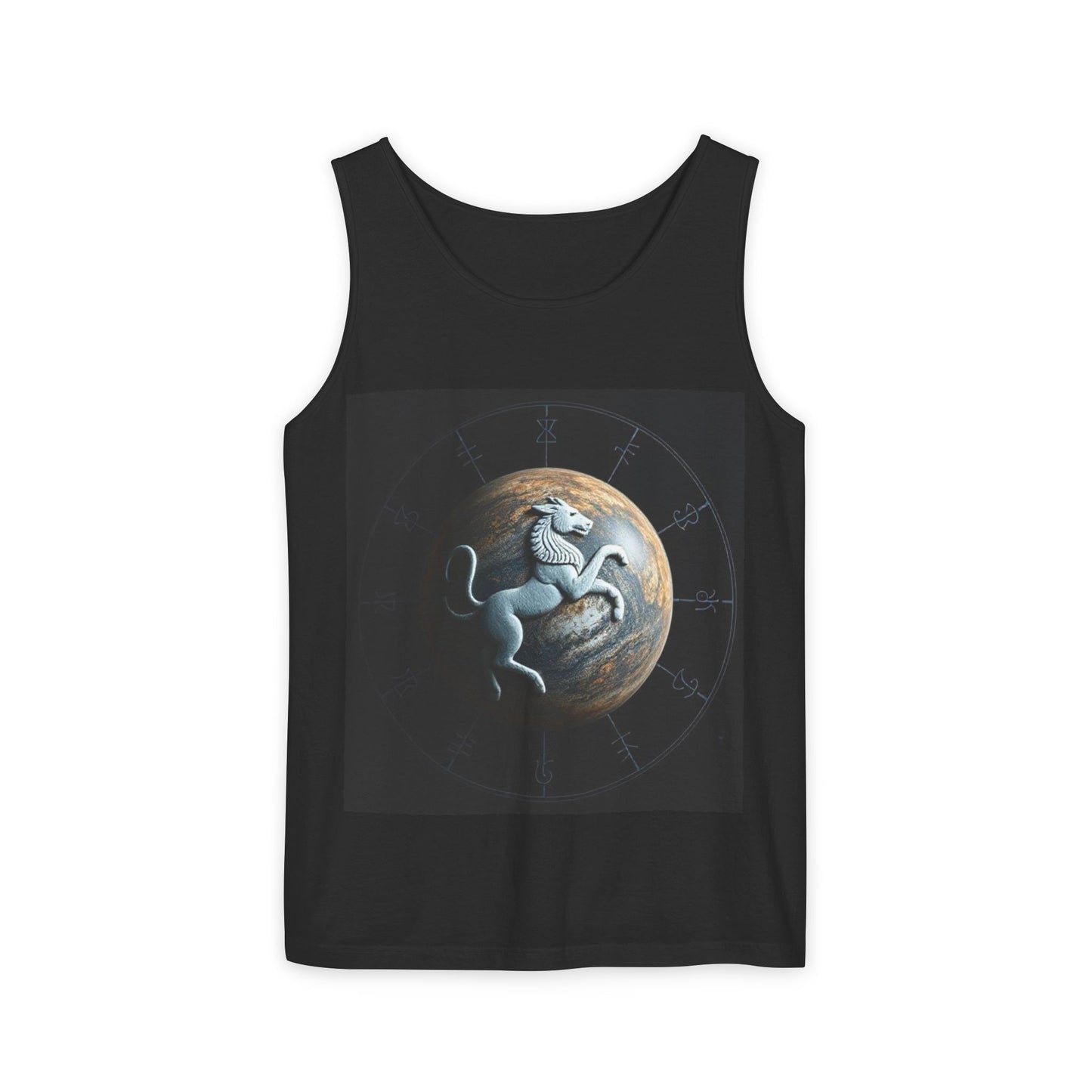 Unisex Garment-Dyed, Tank Top, Aquarius Design, Planet Animal, 100% Ringspun US cotton