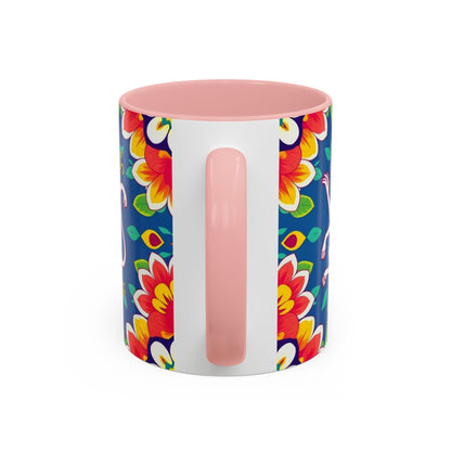 Accent Coffee Mug, Virgo, Zodiac v3. Flower Pattern, (11, 15oz)