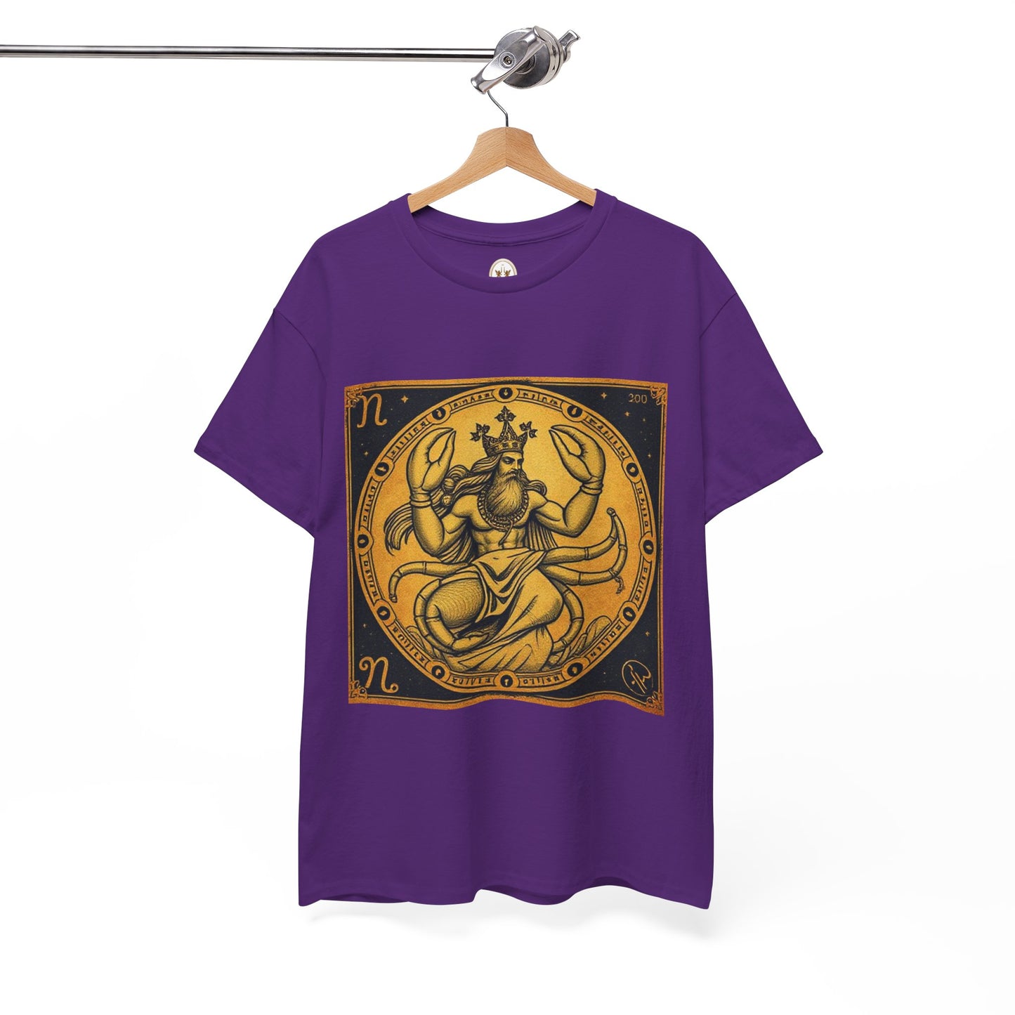 Unisex Heavy Cotton T-Shirt, Crab King v1, Cancer Zodiac Design