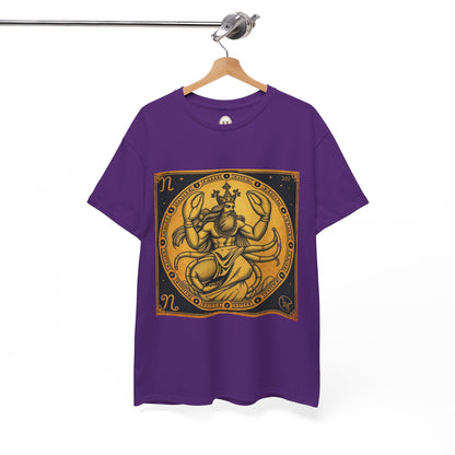 Unisex Heavy Cotton T-Shirt, Crab King v1, Cancer Zodiac Design