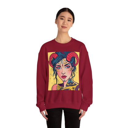 Unisex Heavy Blend™ Crewneck Sweatshirt, Aries, Zodiac v2, Sexy Pattern