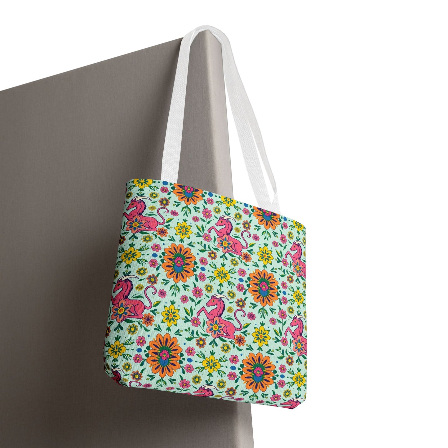 Tote Bag (AOP), Aquarius, Zodiac, Flower Pattern