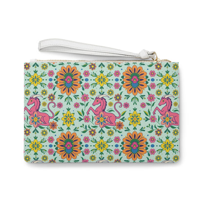Clutch Bag, Aquarius, Zodiac v4, Flower Pattern