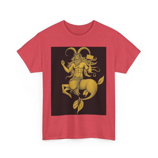 Unisex Heavy Cotton T-Shirt, Capricorn God, Zodiac Design