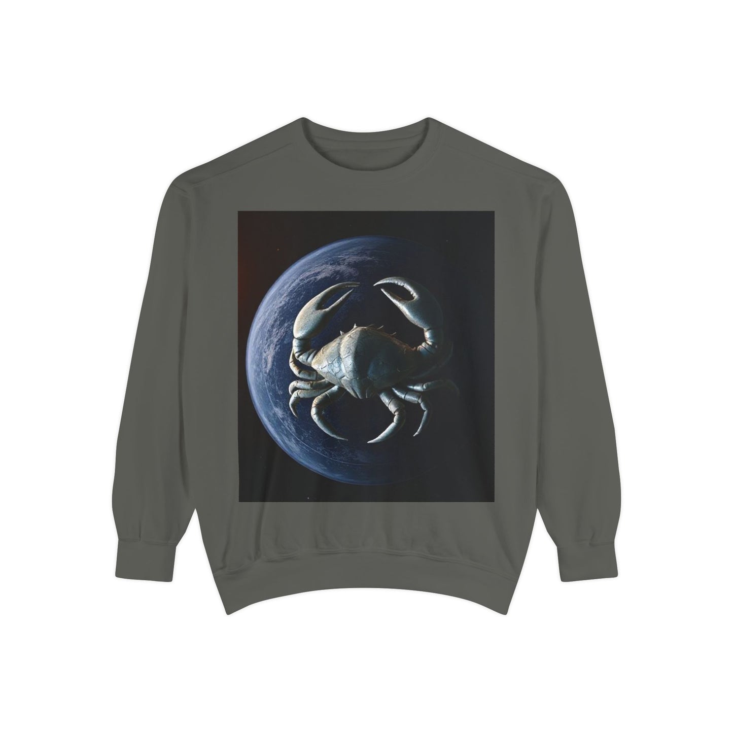 Garment-Dyed Sweatshirt, Unisex, Space Animal Design, Cancer