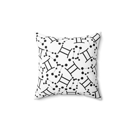 Zodiac Spun Polyester Square Pillow Gemini Zodiac Sign White Pillow