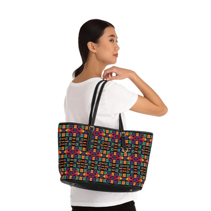 Leather Shoulder Bag, Pisces, Zodiac v2, Shapes Pattern