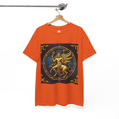 Unisex Heavy Cotton T-Shirt, Gold Angel, Symbol, Virgo Zodiac Design