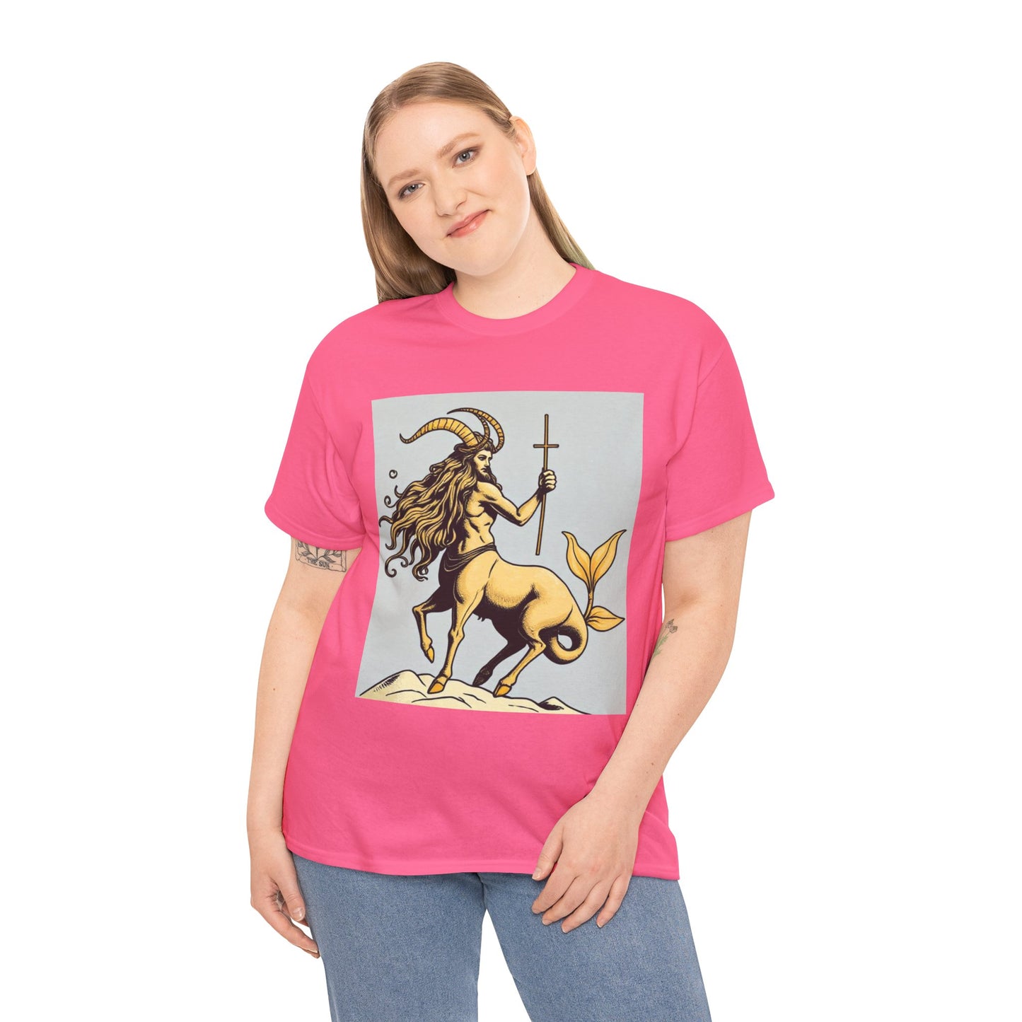Unisex Heavy Cotton T-Shirt, Capricorn God v3, Zodiac Design
