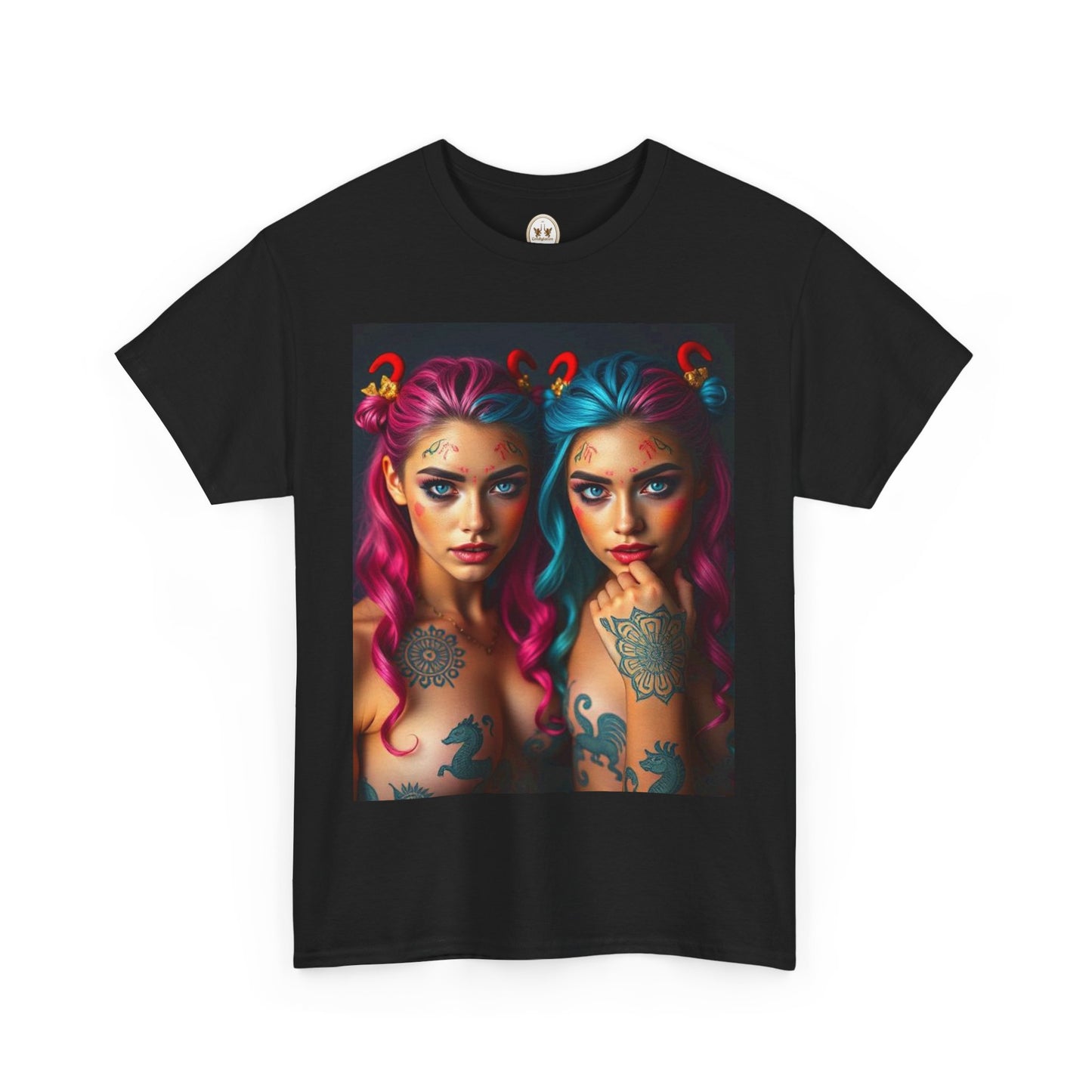 Unisex Heavy Cotton T-Shirt, Gemini, Zodiac v1, Sexy Art